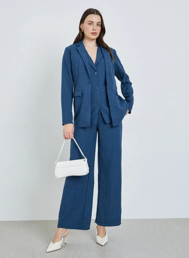 ستايلي بليزر بنمط الكتان قصة عادية